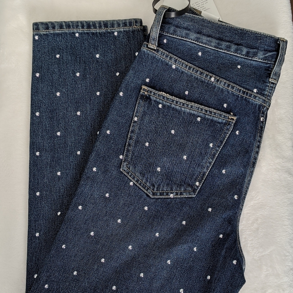 Current/Elliott Vintage Cropped Slim Jeans High Rise Studded Dark Blue 27 NWT - Picture 4 of 8